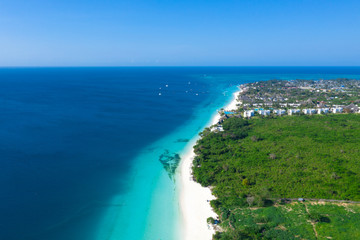 Fototapeta na wymiar The beautiful tropical Island of Zanzibar aerial view. sea in Zanzibar beach, Tanzania.