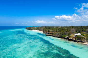 The beautiful tropical Island of Zanzibar aerial view. sea in Zanzibar beach, Tanzania.
