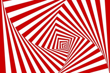 Vector optical illusion background. Geometric red and white vortex