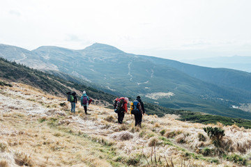 Fototapeta premium A fantastic trip with friends in the mountains.