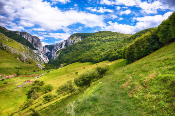 Naklejka na ściany i meble Turda gorge Cheile Turzii is a natural reserve with marked trails for hikes on Hasdate River