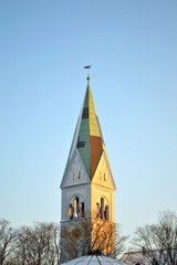Fototapeta na wymiar Old German church on a sunny winter day