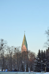 Old German church on a sunny winter day