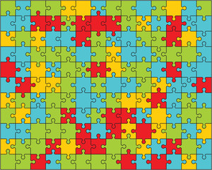 Vector illustration of colorful puzzle, separate pieces