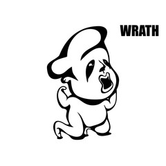 wrath. hand drawn vector monochrome outline cartoon character illustration with white background