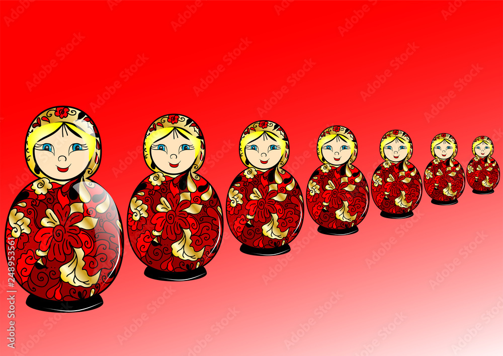 Wall mural matryoshka dolls