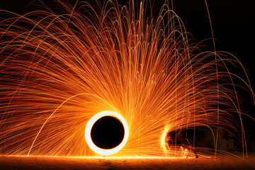 Long exposure photography with steel wool.