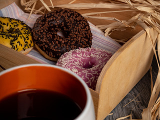 Delicious donuts with tea for Breakfast