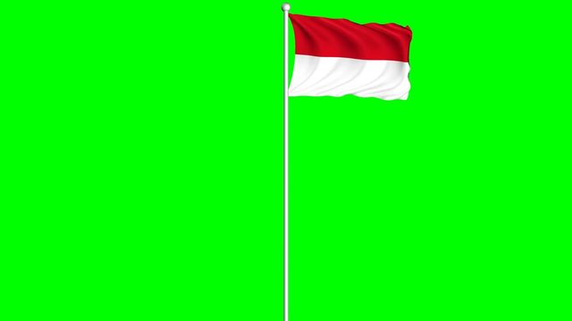 Indonesia Flag Waving Fluttering on Wind Loopable Green Blue Screen Matte