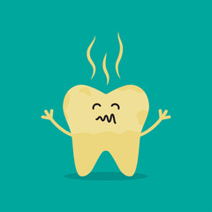 Unhealthy Tooth. cartoon rotten tooth character.