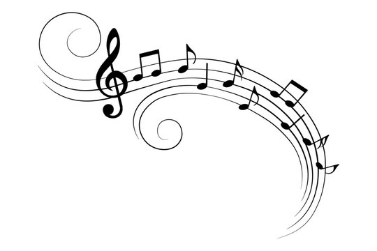 Music notes, musical design element, vector illustration.
