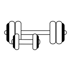 gym barbell and dumbbells in black and white