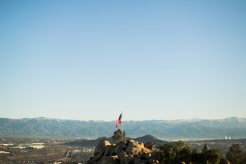 Mountain Top American Flag at Sunrise 06