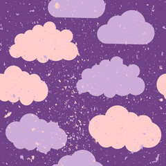 Seamless pattern with clouds and paint splash.