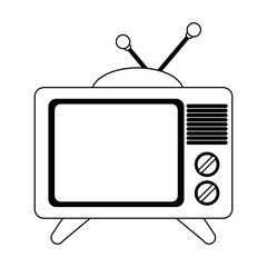 Old television technology symbol in black and white