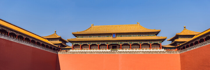 Ancient royal palaces of the Forbidden City in Beijing,China BANNER, LONG FORMAT