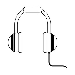 Music headphones device isolated in black and white