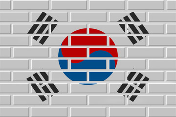 south korea brick flag illustration