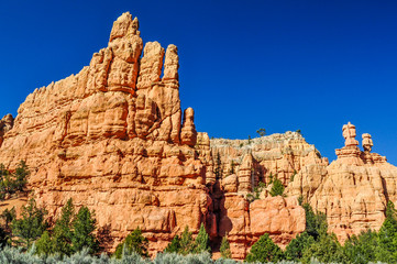 Sentinel Sandstone Heads Look Over Red Rock Canyon in Utah