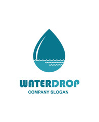 water drop icon with waves isolated on white background