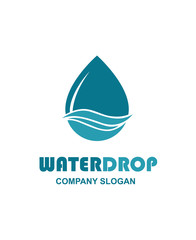 water drop icon with waves isolated on white background