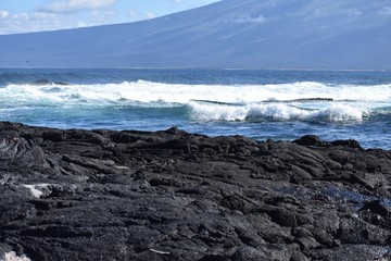 Waves breaking off the shore