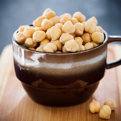Gold beans of chick peas, closeup