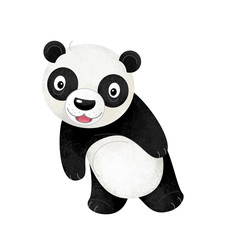 Naklejka premium kreskówka scena z misiem panda na białym tle - ilustracja dla dzieci