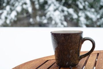 Hot Beverage On A Snowy Day