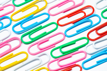 Color office clips. Office background.