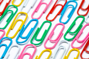 Color office clips. Office background.
