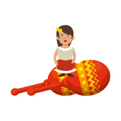 traditional mexican woman with maracas