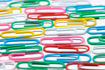 Color office clips. Office background.