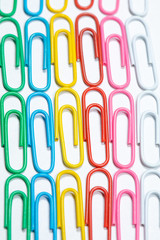 Color office clips. Office background.