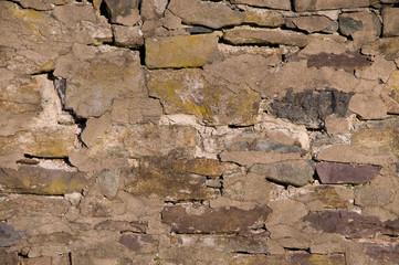 Cracked dilapidated masonry wall