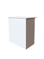 Indoor empty white mock up stand table for advertising for exhibition event booth