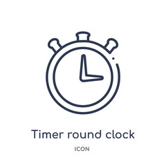 timer round clock icon from tools and utensils outline collection. Thin line timer round clock icon isolated on white background.