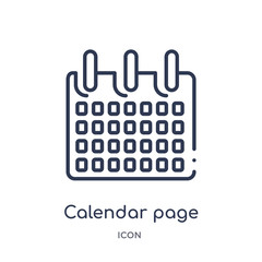 calendar page icon from tools and utensils outline collection. Thin line calendar page icon isolated on white background.