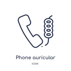 phone auricular with cable icon from tools and utensils outline collection. Thin line phone auricular with cable icon isolated on white background.