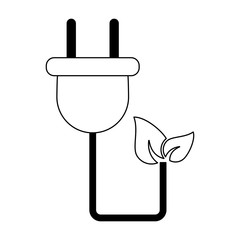 Electric plug with leaf symbol in black and white