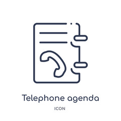 telephone agenda icon from tools and utensils outline collection. Thin line telephone agenda icon isolated on white background.