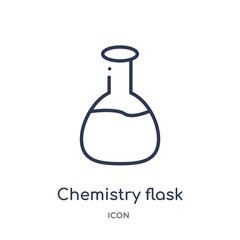 chemistry flask with liquid icon from tools and utensils outline collection. Thin line chemistry flask with liquid icon isolated on white background.