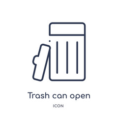 trash can open icon from tools and utensils outline collection. Thin line trash can open icon isolated on white background.