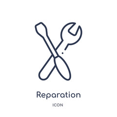 reparation icon from tools and utensils outline collection. Thin line reparation icon isolated on white background.