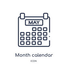 month calendar icon from time and date outline collection. Thin line month calendar icon isolated on white background.