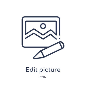 edit picture icon from tools and utensils outline collection. Thin line edit picture icon isolated on white background.