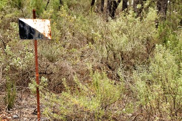 Sign of hunting reserve in the mountain in Spain