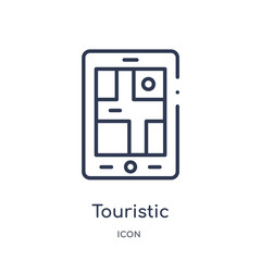 touristic icon from technology outline collection. Thin line touristic icon isolated on white background.