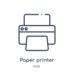 paper printer icon from technology outline collection. Thin line paper printer icon isolated on white background.