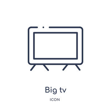 big tv icon from technology outline collection. Thin line big tv icon isolated on white background.